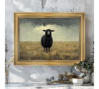 LZJAGXX Cuadro vintage de oveja negra sobre lienzo - Arte de pared de estilo rústico, retrato de animal para decoración de sala de estar (20 x 30 cm/sin marco)