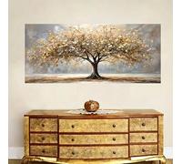 LZJAGXX Elegantes cuadros del Árbol de la Vida en pan de oro sobre lienzo. Decoración de paisajes, pósteres e impresiones para pared. Decoración moderna para sala de estar (50x90cm/sin marco).