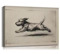 LZJAGXX Lienzos decorativos con estampado retro de perro corriendo, diseño de terrier antiguo, pintura artística de cachorro corriendo, decoración para el hogar (70x100cm/marco interior)