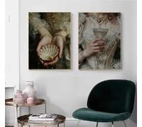 LZJAGXX Póster de lienzo de Moody Dark Academia, elegante imagen gótica femenina, impresiones artísticas de mujer victoriana para decoración de pared del hogar (50 x 70 cm x 2, lienzo envuelto)