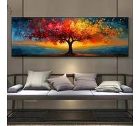 LZJAGXX Póster de lienzo extragrande del árbol de la vida, arte abstracto de pared, impresiones modernas en lienzo, pintura, imágenes coloridas, decoración para sala de estar, 50 x 140 cm, sin marco