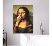 LZJAGXX Póster de Mona Lisa para pared de baño, diseño de humor sobre el baño, impresión en lienzo vintage con mal olor, decoración para el baño, 40 x 60 cm, marco interior