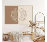 LZJAGXX Sun Moon Bohemian Abstract Paintings, Beige and Earthy Retro Posters, Canvas Picture Walls, Modern Home Decoration(30x40cmx2/Inner Frame)