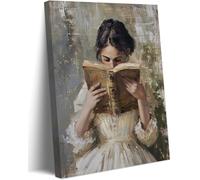 LZJAGXX Vintage Victorian Woman Reading Book Wall Art Academia Wall Decor Paintings Picture Girl Aesthetic Poster Canvas Print(40x60cm/Frameless)