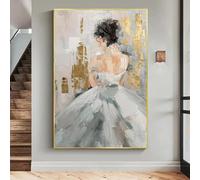 LZJAGXX Woman in White Dress Canvas Paintings Large Dance Girl Wall Art Modern Posters and Prints For Living Room Bedroom Decor 80x120cm InnerFrame