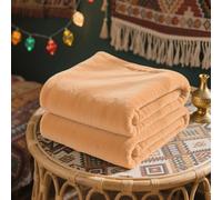 LZJD Mantas para Cama 105 x 190 cm Acogedora y Ligera Manta Grande para Sofá Franela Cara Suave para Sofá, Cama, Viaje, Sala de Estar, Beige