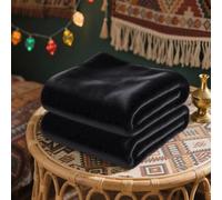 LZJD Mantas para Cama 105 x 200 cm Acogedora y Ligera Manta Grande para Sofá Franela Cara Suave para Sofá, Cama, Viaje, Sala de Estar, Negro