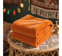 LZJD Mantas para Cama 120 x 180 cm Acogedora y Ligera Manta Grande para Sofá Franela Cara Suave para Sofá, Cama, Viaje, Sala de Estar, Naranja