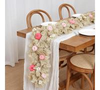 LZJDHKJ 4 Piezas Artificial Flores Boda Guirnalda Fake Plants Arco Decoracion para Ceremonia, Recepción, Decoración Fondo A,One Size