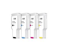LZJJJKKPA Cartucho de Tinta 738 T850 con Tinta de Pigmento Completo HP738 for Tanque de Tinta de Impresora Designjet T850 T950 300ML 676M6A 676M7A 676M8A(4PC HP738(KCMY))
