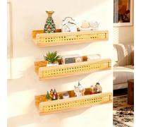 LZLINGMEI Juego de 3 estantes flotantes, estantes de madera para libros montados en la pared para guardar libros, plantas, fotos, estantes decorativos de exhibición de pared para dormitorio, cocina