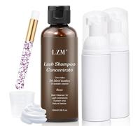 LZM Concentrado de Champú para Extensiones de Pestañas - Concentrado Limpiador para Extensiones de Pestañas con Botella de Cepillo Espuma de Jabón Solución de Baño para Pestañas - 100 ml