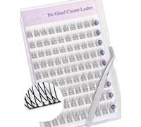 LZM Pestañas Autoadhesivas C Curl Kit De Pestañas Postizas Pelo a Pelo 10-13mm Lashes Con Pinzas No Necesitan Pegamento Cluster Eyelashes (02)