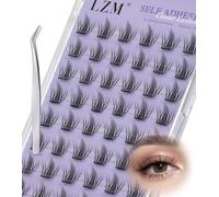 LZM Pestañas Autoadhesivas C Curl Kit De Pestañas Postizas Pelo a Pelo 12mm Lashes Con Pinzas No Necesitan Pegamento Cluster Eyelashes (TJ)