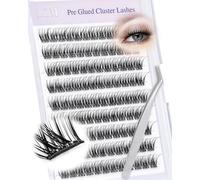 LZM Pestañas autoadhesivas individuales naturales - C Curl 10-16 mm Cluster Lashes Simple y Rápido de usar sin carga Juego de extensiones de pestañas individuales con pinzas Press On Lashes (ZH16-14MM
