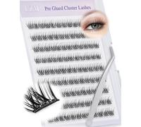 LZM Pestañas autoadhesivas individuales naturales - C Curl 10-16 mm Cluster Lashes Simple y Rápido de usar sin carga Juego de extensiones de pestañas individuales con pinzas Press On Lashes (ZH16-10