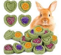 LZMDISU 20 juguetes para masticar conejos, juguetes para masticar conejos para el té de conejo, Timothy Hay Cakes naturales para conejos, chinchilla, hámster, Guinea Pig, juguetes seguros para