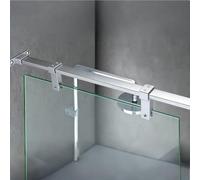 LZMZMQ Barra de Soporte de Vidrio Soporte De Partición De Vidrio Ajustable con Dos Abrazaderas, Soporte De Brazo De Ducha Interior Negro, Barra De Soporte De Pared A Vidrio(Silver,L 60cm/23.6")