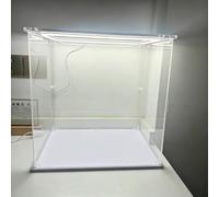 LZMZMQ Vitrina de Acrílico Vitrina Expositora De Acrílico Transparente con Iluminación (80 70 60 50 40 30 20 10 Cm), Cajas De Acrílico Transparente, Vitrina De Protección(40x35x35cm/16x14x14)