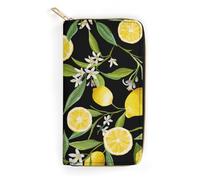 LZNJZ Monederos de piel sintética, con estampado de algas marinas de dibujos animados para mujer, Flor Hoja Limón, 19.7 x 10.5 x 3.5 cm