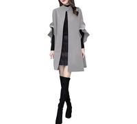 LZPCarra Abrigo de lana para mujer, abrigo de invierno, abrigo largo negro, chaqueta de lana para exteriores, abrigo de invierno, elegante, cálido, chaleco de transición, sin mangas, chaleco de