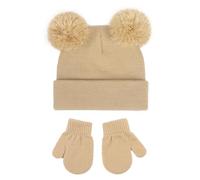 LZPCarra Baby Hats Knitted Toddler Winter Double Pompom Hat Guantes Azul Mujer Invierno, marrón, Talla única