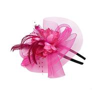 LZPCarra Cap 2017 Mesh N Fascinator Plumas Cintas Pluma Sombrero Y Mujeres Gorras de béisbol Gorras Gigantes Sabias Gorras, Rosa intenso., Talla única
