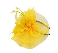 LZPCarra Cap 2017 Mesh N Fascinator Plumas Cintas Pluma Sombrero Y Mujeres Gorras de béisbol Gorras Gigantes Sabias Gorras, amarillo, Talla única
