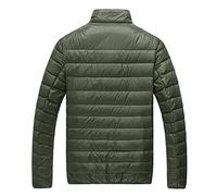 LZPCarra Chaqueta de invierno para hombre con cremallera clásica de pan Ovidio de cuello semi, chalecos de plumón, chaquetas funcionales de calor ligero para hombre, Verde militar., L