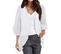 LZPCarra Chaqueta de verano ligera para mujer, de punto de gasa, kimono, corto, cárdigan de playa, poncho de playa de 3/4, cárdigan de punto fino, monocolor, cubierta casual, ponchos de punto para la