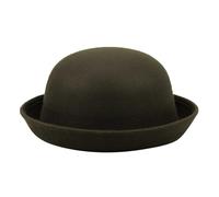 LZPCarra Elegante sombrero sólido para adultos con ala enrollable, melón Panamá, sombrero de pescador, para hombre y mujer, lana clásica, melón redondo, sombrero de pescador negro para hombre, café