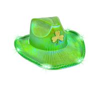 LZPCarra Irish for Women Irish 4 St Day Hat Wide Brim Hats Green Hat Containing Lights That Can Light Wollhut, D, Talla única