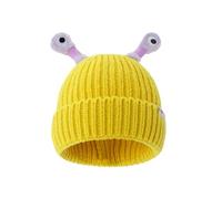 LZPCarra Padre-hijo lindo sombrero de punto luminoso, divertido gorro hecho a mano con grande, se puede estirar gorra niño 53, amarillo, Talla única