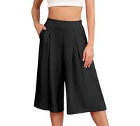 LZPCarra Pantalones deportivos para mujer, pierna ancha, 3/4, pantalones capri para mujer, 3/4, ligeros, para el tiempo libre, tallas grandes, pantalones de jogging, cintura alta, pantalones de verano