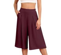 LZPCarra Pantalones deportivos para mujer, pierna ancha, 3/4, pantalones capri para mujer, 3/4, ligeros, para el tiempo libre, tallas grandes, pantalones de jogging, cintura alta, pantalones de verano