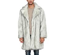 LZPCarra - Ropa exterior de invierno para hombre, de un solo pecho, color sólido, manga larga, abrigo, cárdigan, abrigo largo, pantalones de cuero, camisa para hombre, Blanco, XL