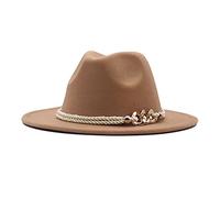 LZPCarra Sombrero Panamá, hebilla ancha, lana, sombrero clásico, gorra de béisbol floppy para mujer, gorra camionero mujer, caqui, Talla única