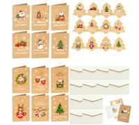 LZPLJLWS Tarjetas de Navidad A6 12 Unidades con Sobres y Pegatinas Kraft, Postales navideñas Acuarela Elegantes para Amigos, Familia, Empresas