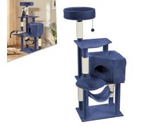LZQ Árbol rascador para gatos con varios niveles, felpa suave, poste rascador, cueva para gatos, hamaca, pelotas de juego y plataformas, torre de escalada estable para gatos (tipo B, gris azulado)