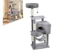 LZQ Árbol rascador para gatos con varios niveles, felpa suave, poste rascador, cueva para gatos, hamaca, pelotas de juego y plataformas, torre de escalada para gatos estable (tipo B, gris claro)