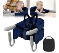 LZQ Asiento de mesa para bebé de 6 a 36 meses, asiento elevador plegable para mesas de 2 - 8 cm de grosor, para niños, comida, silla con pinzas antideslizantes y bolsa de asiento (azul)