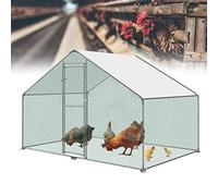 LZQ Big Metal Chicken Coop Chicken Run Walk-in Poultry Cage with Waterproof Cover for Outdoor Chicken, Duck Coops and Rabbit Runs 3 x 2 x 2 m