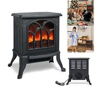 LZQ Chimenea eléctrica con calefacción, estufa eléctrica portátil, chimenea eléctrica, estufa de ledes, calefacción LED, 750 W/1500 W, con efecto de llama, chimenea decorativa, color negro