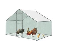 LZQ Gallinero Exterior Grande Jaula Gallinas Conejos Aves Conejera Metálica Acero Galvanizado Corral Cubierto Metal Tejado con Cerradura Paredes Malla 3x2x2m