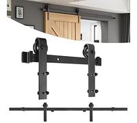 LZQ Herraje para Una Puerta Suspendidas de Madera Corredera Kit Accesorios Puerta Granero Corredera Piezas de Metal 6,6FT/200cm