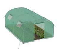 LZQ Invernadero de plástico para jardín, 3 x 4 x 2 m, resistente a los rayos UV y al invierno, 12 ㎡, túnel de aluminio, casa de tomates con ventanas, puerta y marco reforzado, color verde