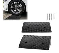 LZQ Juego de 2 rampas para bordillos, de fibras de goma, con almacenamiento para coche, moto, silla de ruedas, andador (47 x 31 x 10,5 cm), color negro