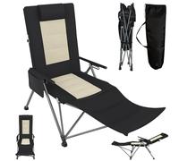 LZQ Silla de camping acolchada, plegable, silla de relajación, para exteriores, respaldo ajustable en 4 posiciones, con reposapiés extraíble, cómoda silla de jardín, silla de balcón, para exteriores