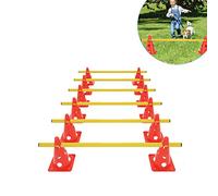 LZQ Sports - Juego de 6 obstáculos para entrenamiento de coordinación con 12 conos multifunción y 6 barras de entrenamiento para niños, deportistas o perros