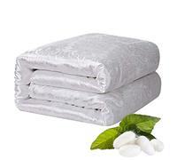 LZQpearl Edredón All Seasons, Edredón De Seda, Relleno De Seda, Forro Exterior De Algodón, Edredón Antialérgico Antiarrugas Súper Grueso A Prueba De Polvo (White,150x200cm 2.0kg)